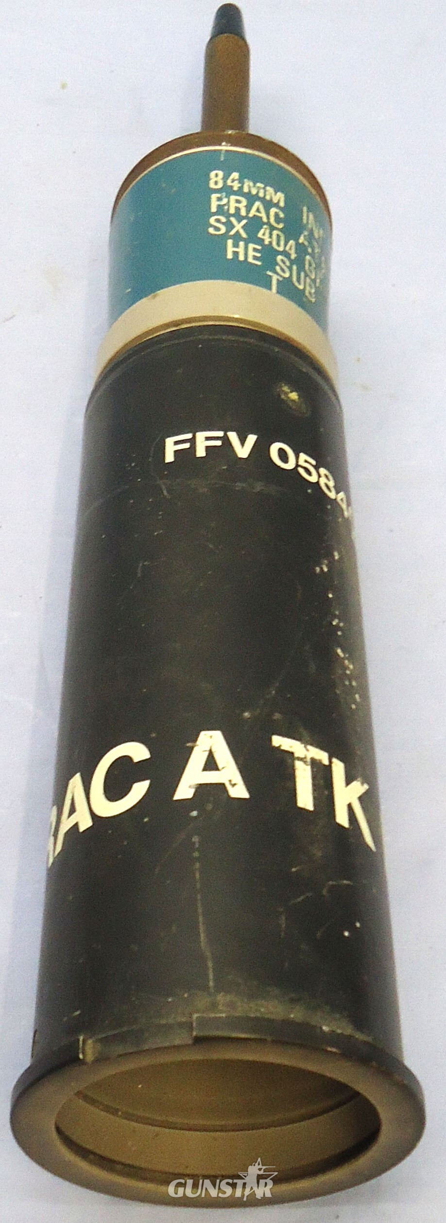 Carl Gustaf INERT DEACTIVATED. Unfired, British, L49A1 Practice Tracer Carl Gustaf 84mm Anti-Tank Round. - O 2063  Other Ammunition - {CATEGORY}