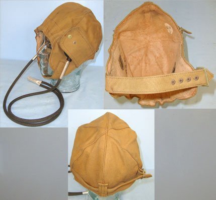  Rare* MINT, WWII 1940 British WD RAF Pilot’s Tan Cloth Pilot\'s Training Flying Helmet by M. Kaye with Correct Air Ministry Gosport Communication Tubes. Sn 15339:22. Rare* MINT, WWII 1940 British WD RAF Pilot’s Tan Cloth Pilot's Training Flying Helmet by M. Kaye with Correct Air Ministry Gosport Communication Tubes. Sn 15339:22.  Antique & Militaria