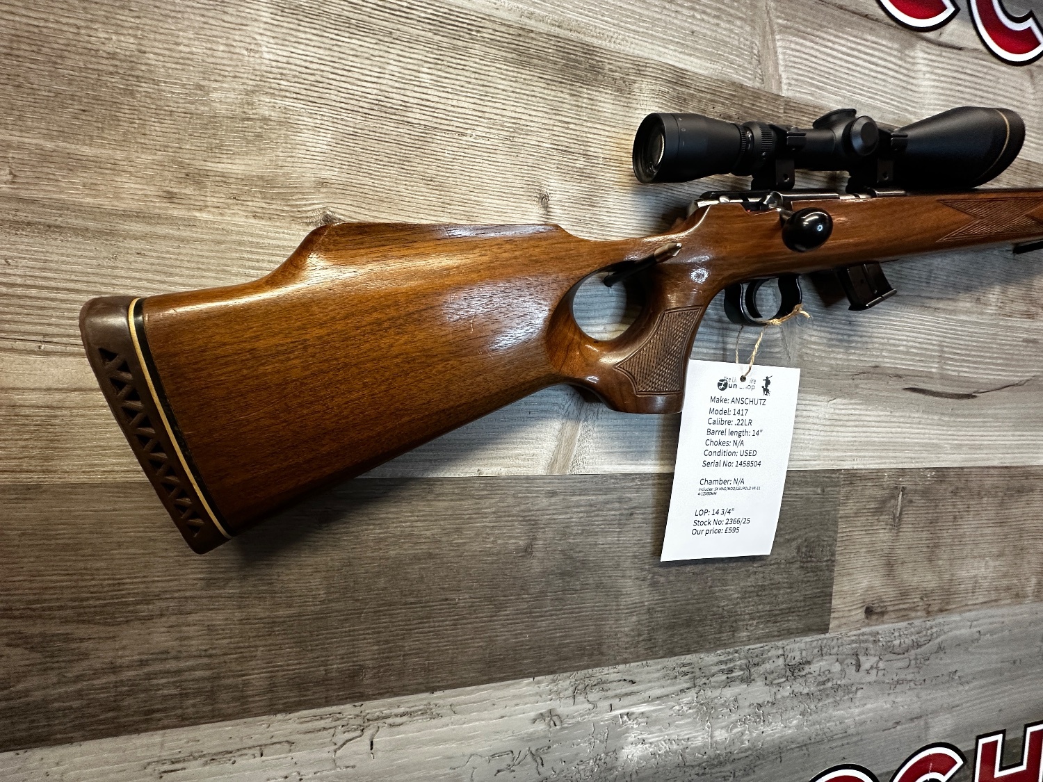 J.G. Anschütz 1417 T/H Bolt Action .22 Long Rifle (.22 LR) Rifle