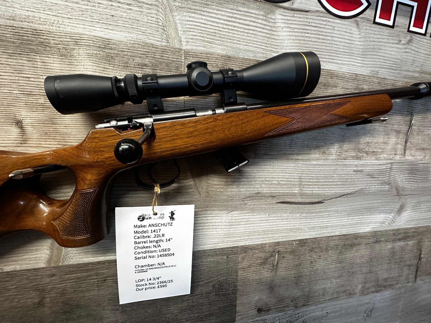  J.G. Anschütz 1417 T/H Bolt Action .22 Long Rifle (.22 LR) Rifle