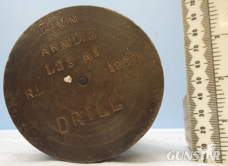 NERT. British 1960 Dated 76mm ARMDC (76.2x230R) L23A1, HE (High Explosive) Weighted DRILL Round For The Scorpion light Tank and Saladin Armoured Car. - O 1776 NERT. British 1960 Dated 76mm ARMDC (76.2x230R) L23A1, HE (High Explosive) Weighted DRILL Round For The Scorpion light Tank and Saladin Armoured Car. - O 1776  Other Ammunition