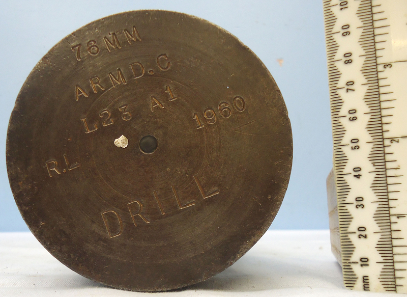 NERT. British 1960 Dated 76mm ARMDC (76.2x230R) L23A1, HE (High Explosive) Weighted DRILL Round For The Scorpion light Tank and Saladin Armoured Car. - O 1776 NERT. British 1960 Dated 76mm ARMDC (76.2x230R) L23A1, HE (High Explosive) Weighted DRILL Round For The Scorpion light Tank and Saladin Armoured Car. - O 1776  Other Ammunition
