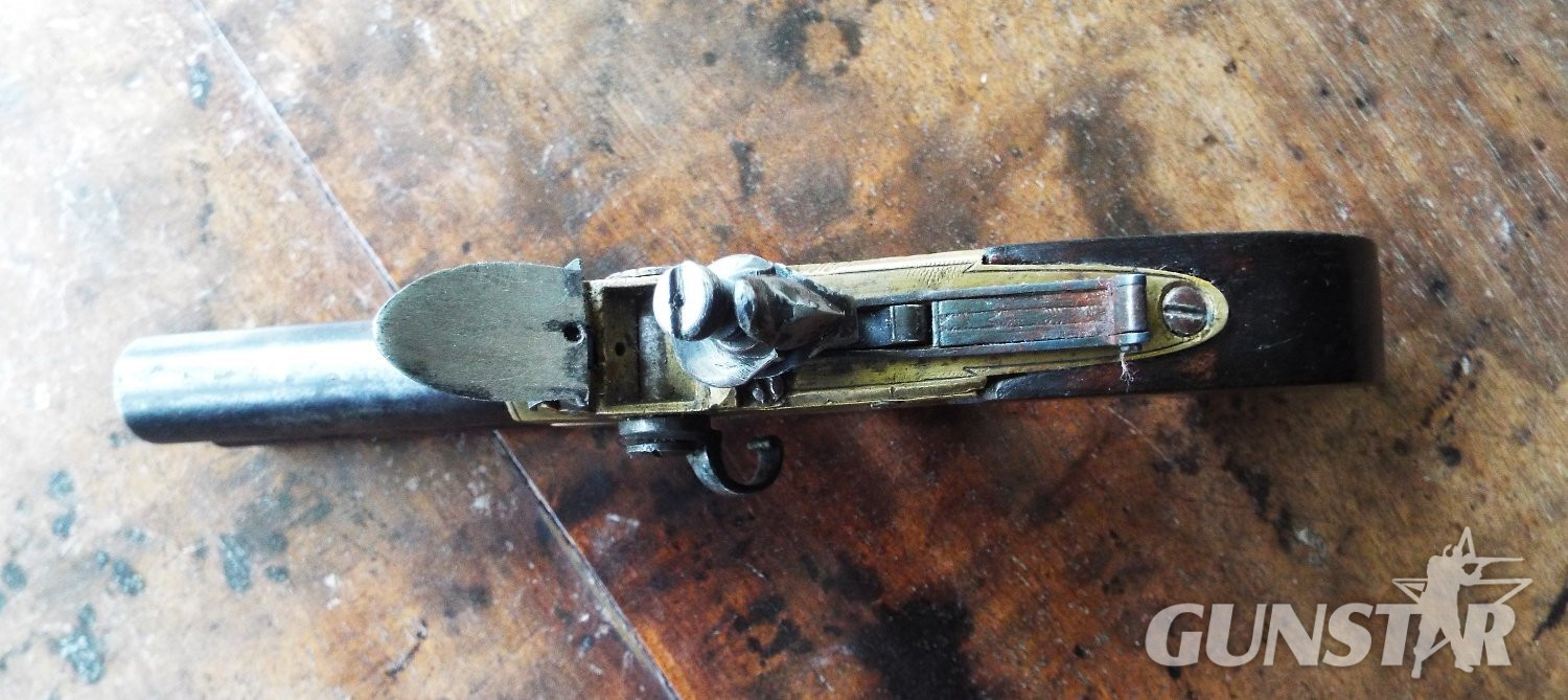 H. Nock Flintlock tap-action pistol .47 Cal Muzzleloader Muzzleloader - {CATEGORY}