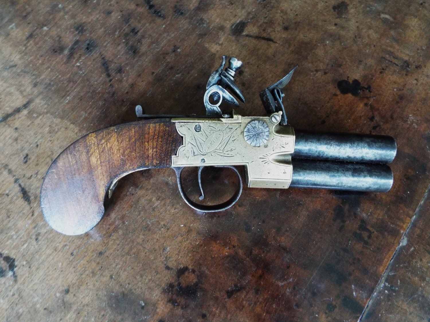 H. Nock Flintlock tap-action pistol .47 Cal Muzzleloader Muzzleloader