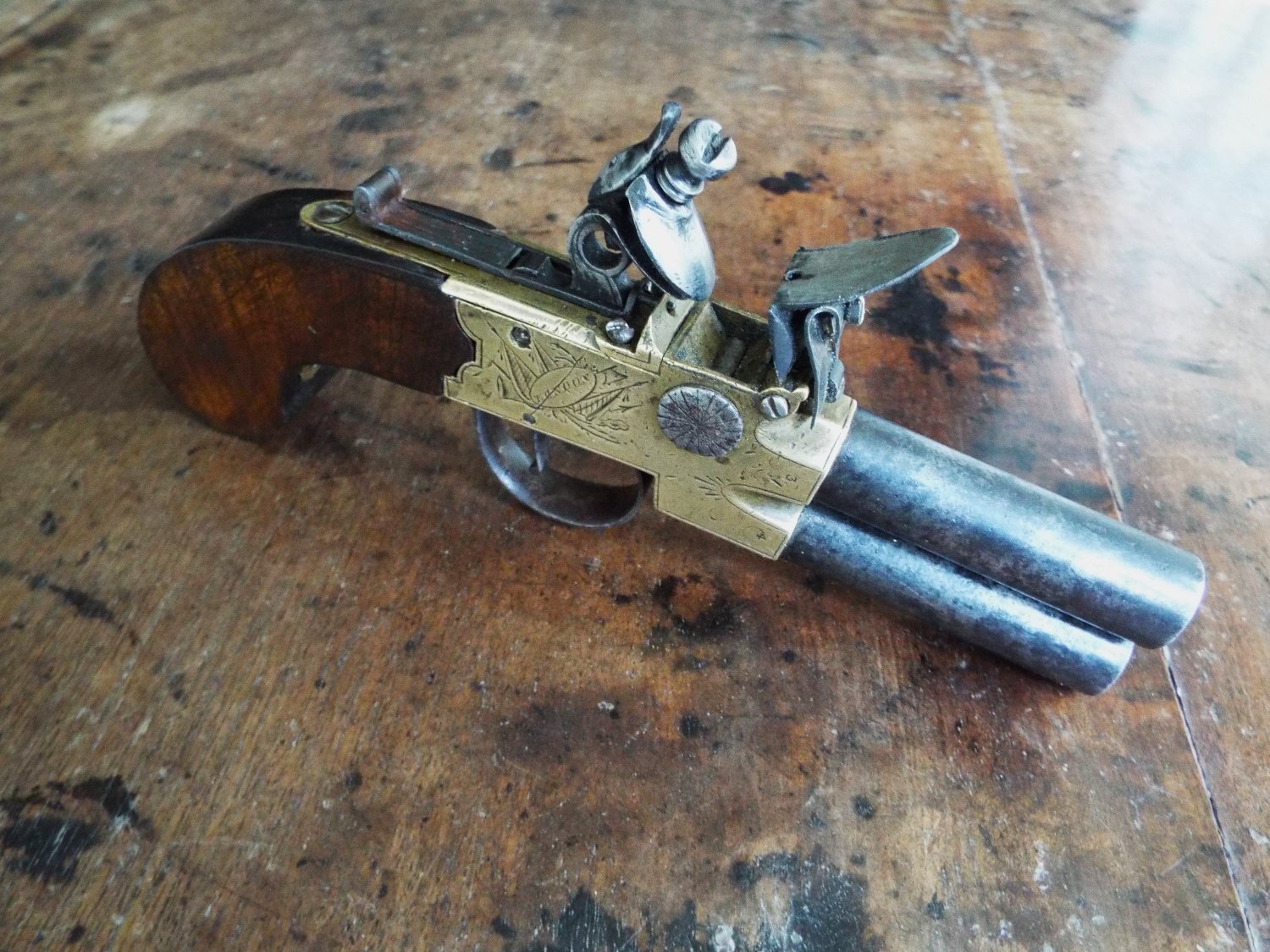 H. Nock Flintlock tap-action pistol .47 Cal Muzzleloader Muzzleloader - {CATEGORY} in 