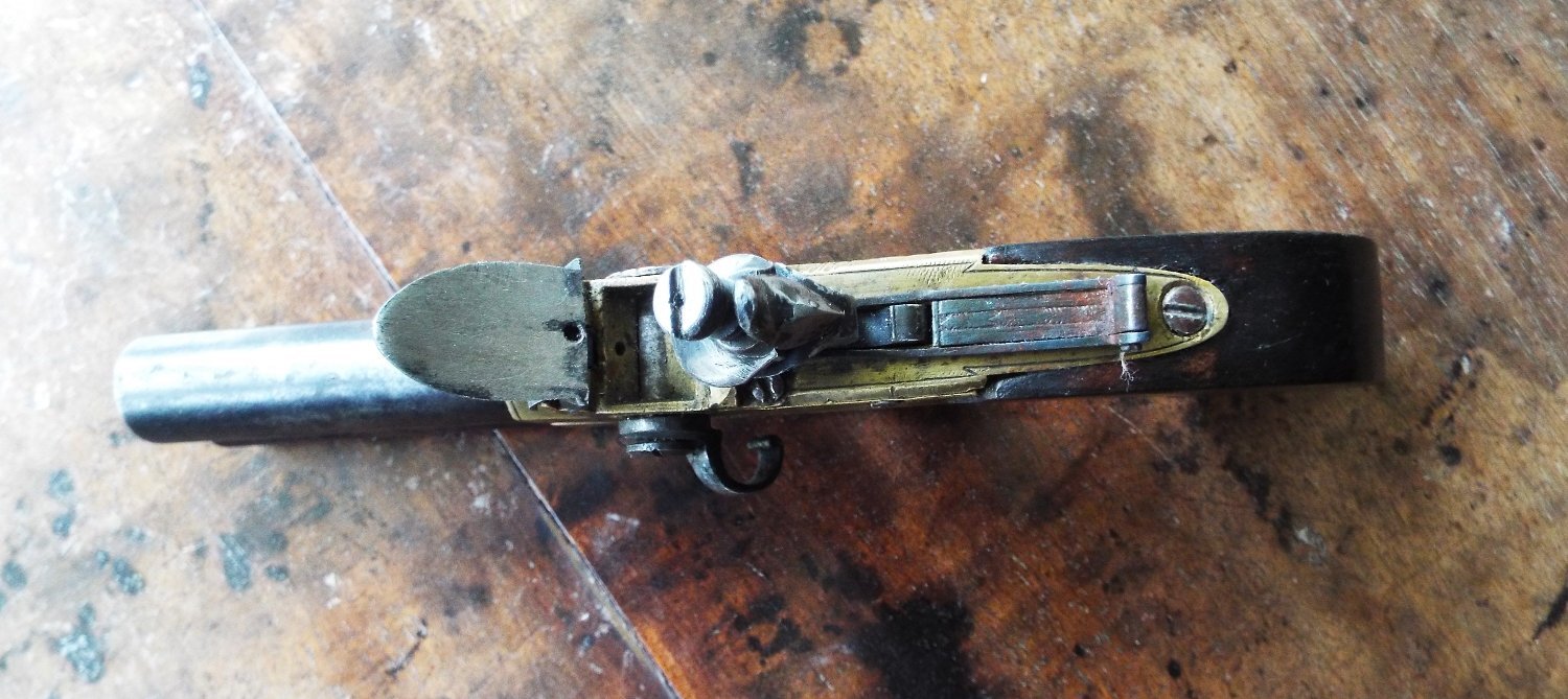 H. Nock Flintlock tap-action pistol .47 Cal Muzzleloader Muzzleloader - {CATEGORY}