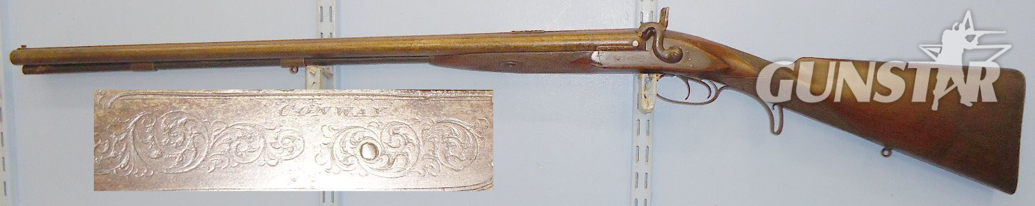 Conway C1850, English Thomas Conway, Manchester Double Barrel Side By Side Muzzle Loading Percussion Combination Cape Rifle (.600 Calibre Rifled Barrel & 12 Bore Smoothbore Shotgun Barrel) With Walnut Stock & Ramrod. Sn 14949. Double Rifle None Rifle in 