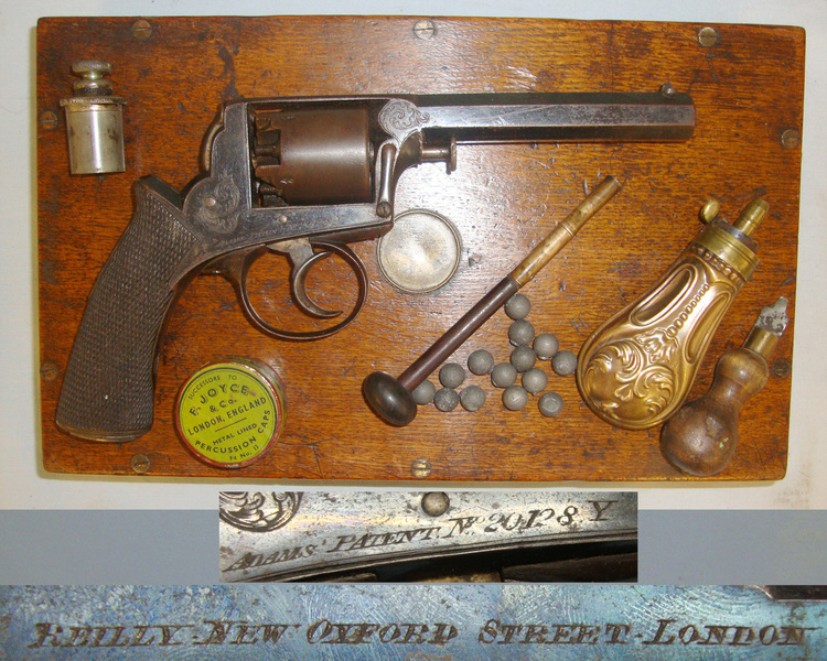 Cased, Victorian British Officer’s Reilly London Adams Patent 38 Calibre Shot Double Action Percussion Revolver To Lieut General Julian Hamilt .38 Revolver