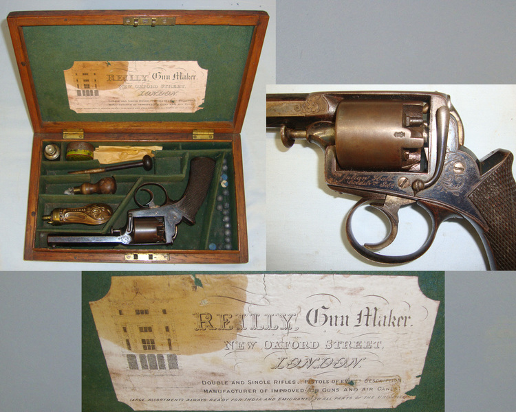  Cased, Victorian British Officer’s Reilly London Adams Patent 38 Calibre Shot Double Action Percussion Revolver To Lieut General Julian Hamilt .38 Revolver