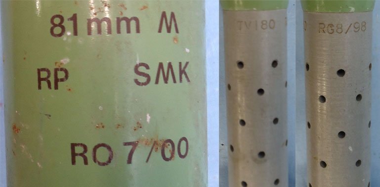  INERT DEACTIVATED. Original, 1998 Dated, Armaco 81MM Smoke Mortar. - O 2231 INERT DEACTIVATED. Original, 1998 Dated, Armaco 81MM Smoke Mortar. - O 2231  Other Ammunition