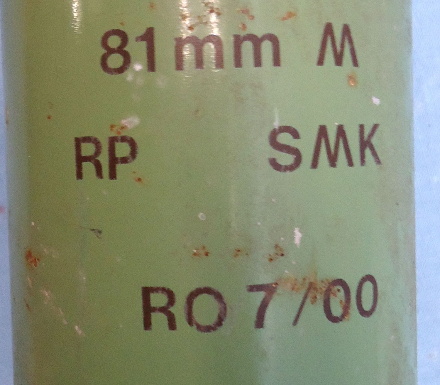 {CATEGORY} - INERT DEACTIVATED. Original, 1998 Dated, Armaco 81MM Smoke Mortar. - O 2231 INERT DEACTIVATED. Original, 1998 Dated, Armaco 81MM Smoke Mortar. - O 2231  Other Ammunition