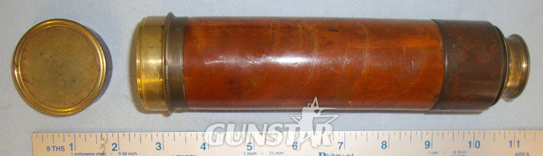 E&E Emanuel, Portsea. Midshipman’s 4 Draw Wood Covered Brass Naval Telescope With Lens Cover By E&E Em Sight & Optic