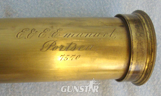  E&E Emanuel, Portsea. Midshipman’s 4 Draw Wood Covered Brass Naval Telescope With Lens Cover By E&E Em Sight & Optic