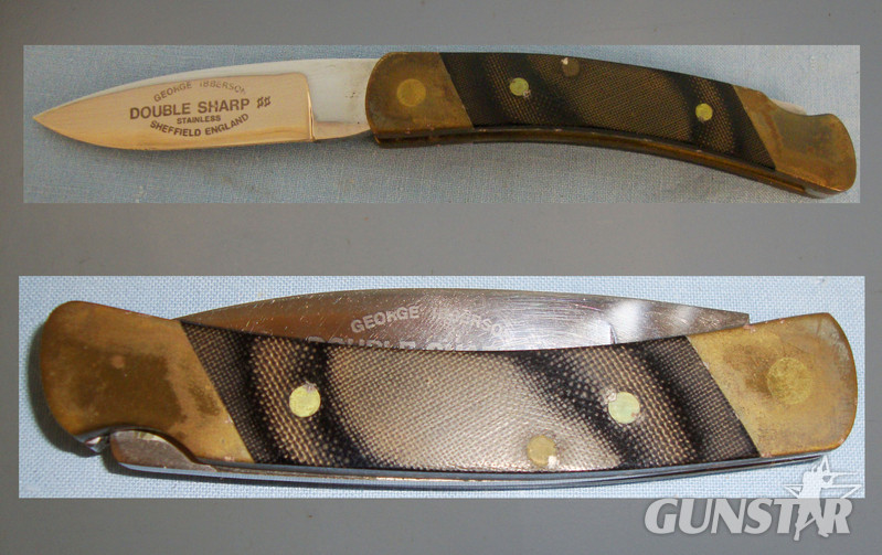 ‘Double Sharp’ Pocket Knife and Leather Pouch by ‘George Ibberson-Sheffield’ ED 2647. Knive in 