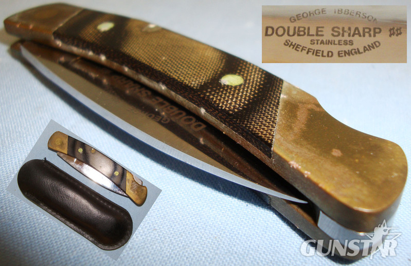 ‘Double Sharp’ Pocket Knife and Leather Pouch by ‘George Ibberson-Sheffield’ ED 2647. Knive