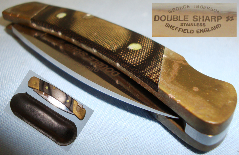 ‘Double Sharp’ Pocket Knife and Leather Pouch by ‘George Ibberson-Sheffield’ ED 2647. Knive