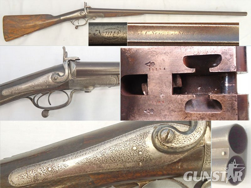 W. C. Scott c.1860s, English, W & C Scott & Son, London, 13 Bore Rotary Underlever Double Damascus Barrelled Breech Loading Pinfire Obsolete Calibre Sporting Shotgun. Sn - 18212 Muzzleloader 13 Bore/gauge in 