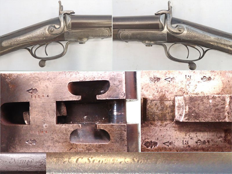 W. C. Scott c.1860s, English, W & C Scott & Son, London, 13 Bore Rotary Underlever Double Damascus Barrelled Breech Loading Pinfire Obsolete Calibre Sporting Shotgun. Sn - 18212 Muzzleloader 13 Bore/gauge