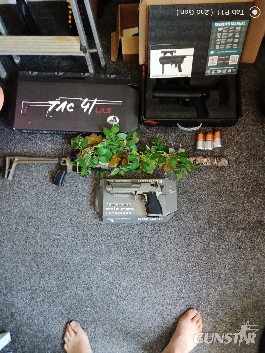 Multi  Joblot of Airsoft like new sliverback sniper rifle grenade launcher and desert eagle 6 mm in 
