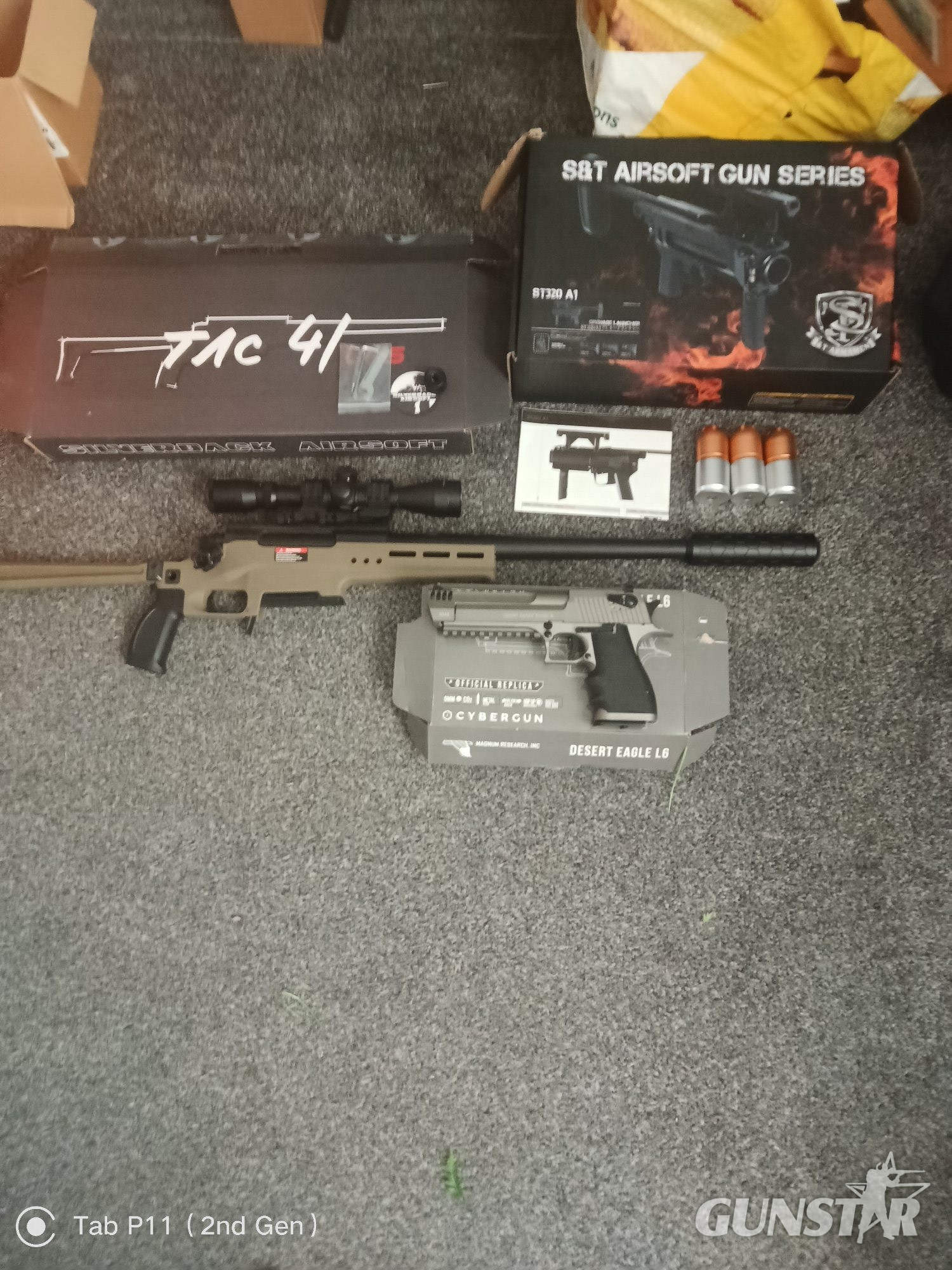Airsoft  Joblot of Airsoft like new sliverback sniper rifle grenade launcher and desert eagle 6 mm in 