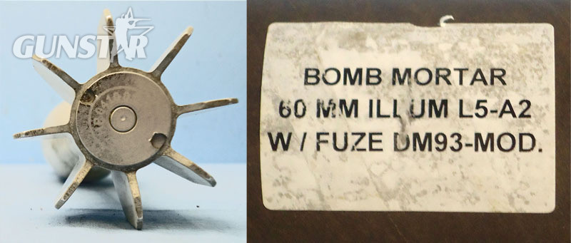  INERT DEACTIVATED. British 60MM L5-A1 6 Illuminating Mortar & Black Cardboard Transit Tube. - O 1945 INERT DEACTIVATED. British 60MM L5-A1 6 Illuminating Mortar & Black Cardboard Transit Tube. - O 1945  Other Ammunition