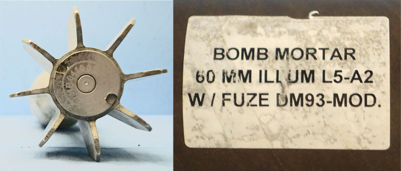  INERT DEACTIVATED. British 60MM L5-A1 6 Illuminating Mortar & Black Cardboard Transit Tube. - O 1945 INERT DEACTIVATED. British 60MM L5-A1 6 Illuminating Mortar & Black Cardboard Transit Tube. - O 1945  Other Ammunition
