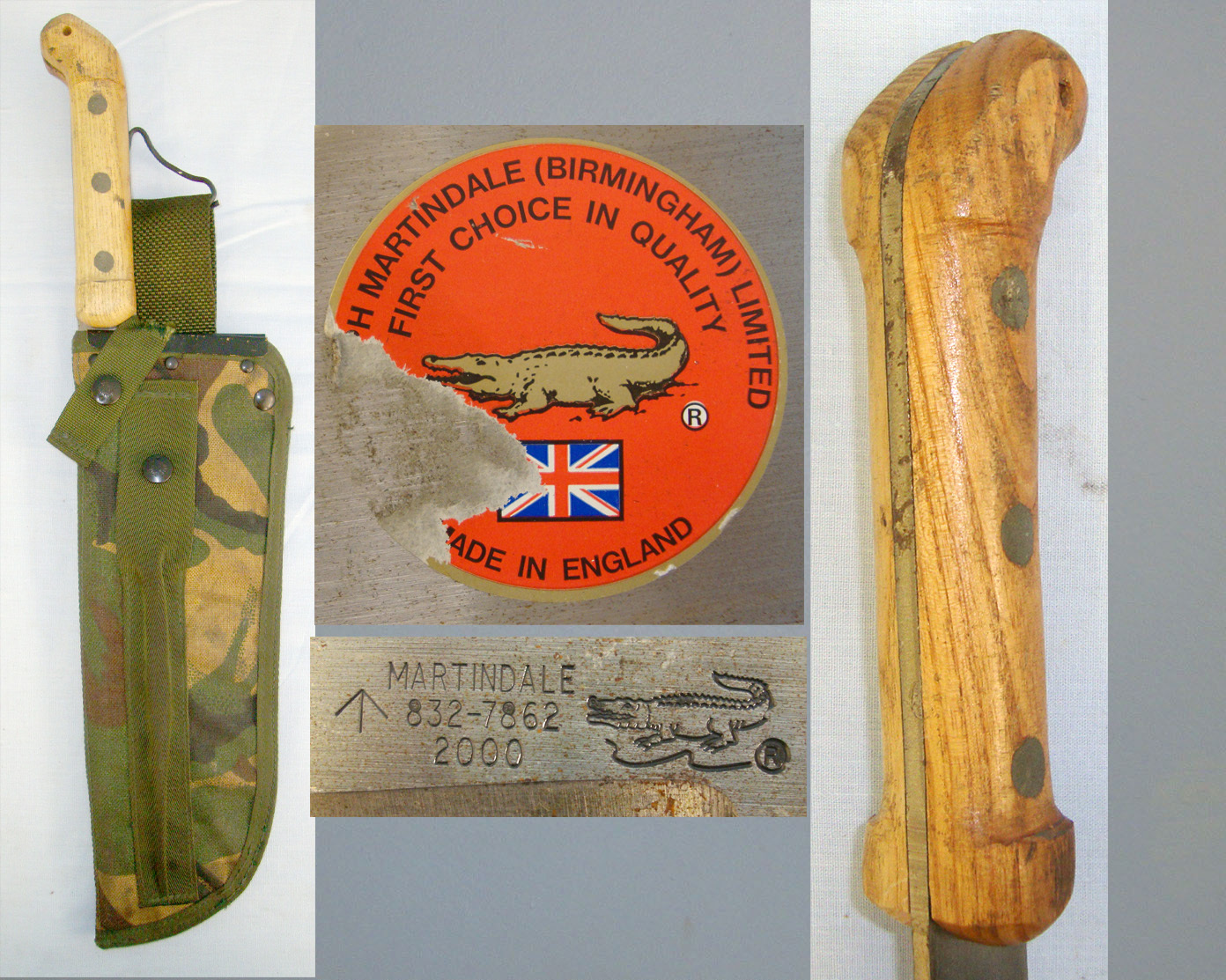 Un-Issued 2000 Dated British WD Ralph Martindale Military Machete & 2006 Dated WD DPM Camouflage Scabbard. ED 2183 Other Blade