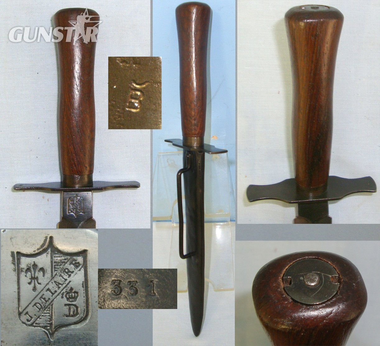 RARE**WW1 French Model 1916 ‘J.Delaire’ (Variant of \"The Avenger of 1870\") Fighting Knife & Scabbard. Sn 22831 Dagger