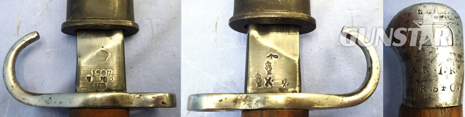  Rare** British, Pattern 1907, 1908 Dated, Hooked Quillon Bayonet and Scabbard by RSAF Enfield to the Royal Irish Regiment. Sn 23484:120 Bayonet