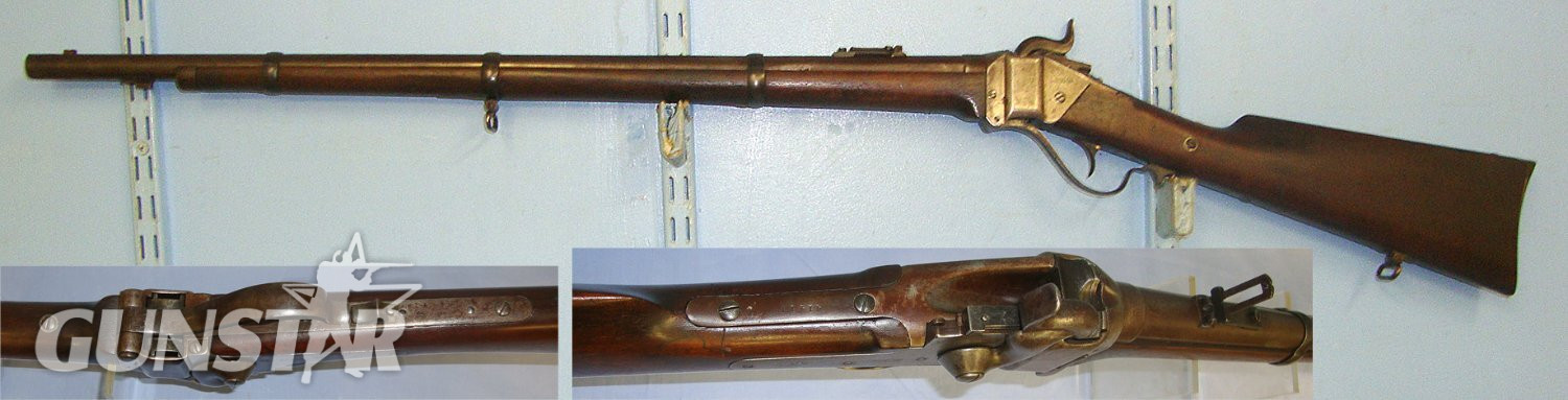  MINT BORE**VERY RARE**American Civil War Berdan’s Sharp Shooters , Sharps New Model 1859 .52” Capping Breech Loading Percussion Single Shot Rifle  With Patch Box. Sn 23131 Single Shot None Rifle