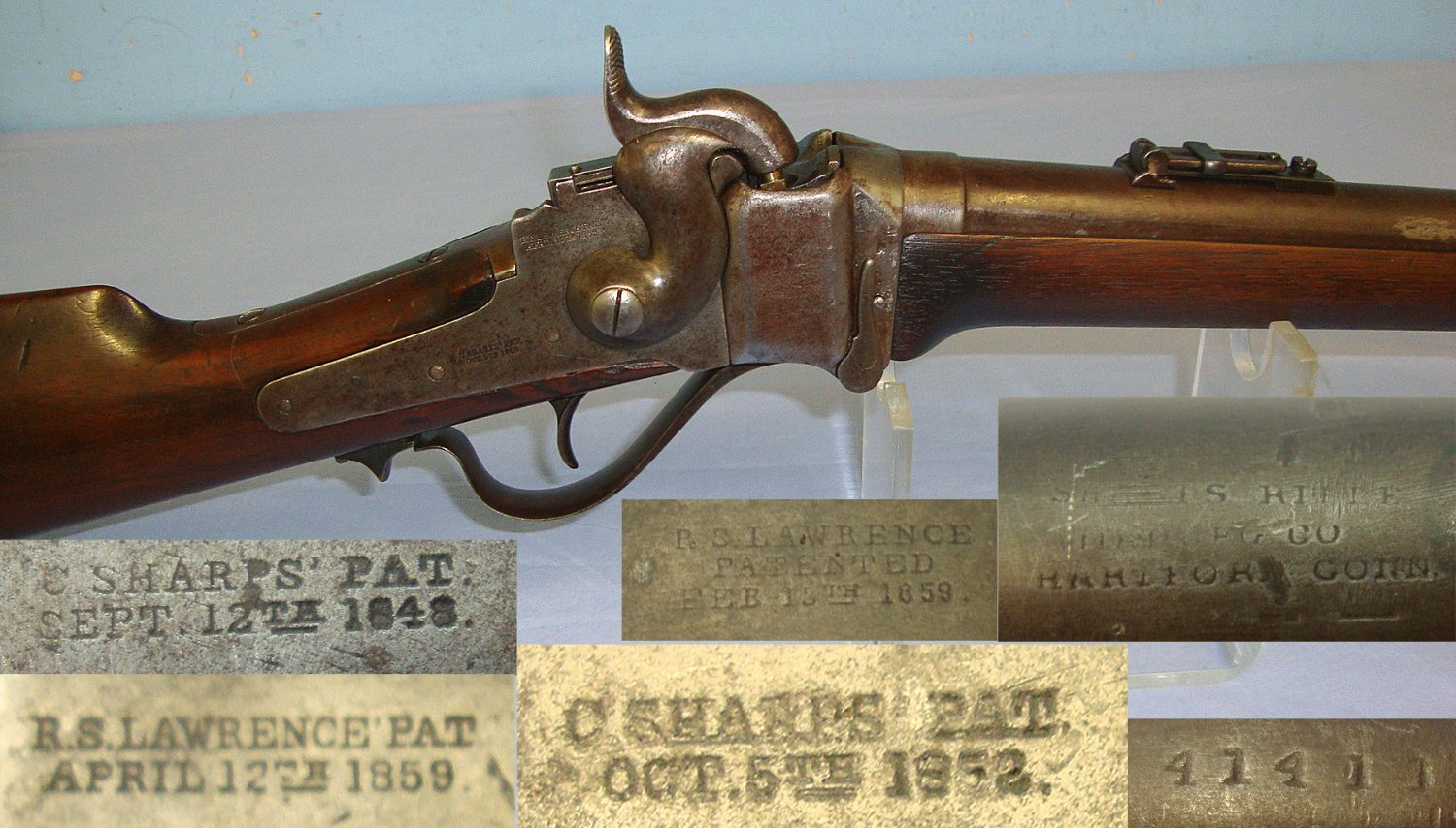 MINT BORE**VERY RARE**American Civil War Berdan’s Sharp Shooters , Sharps New Model 1859 .52” Capping Breech Loading Percussion Single Shot Rifle  With Patch Box. Sn 23131 Single Shot None Rifle