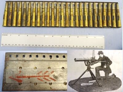 INERT DEACTIVATED. RARE, British, Experimental, 25 Round .303 Feed Strip for the British Model 1893 Gatling Gun. - O 2283 INERT DEACTIVATED. RARE, British, Experimental, 25 Round .303 Feed Strip for the British Model 1893 Gatling Gun. - O 2283 Various Other Ammunition