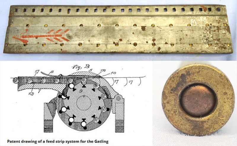 INERT DEACTIVATED. RARE, British, Experimental, 25 Round .303 Feed Strip for the British Model 1893 Gatling Gun. - O 2283 INERT DEACTIVATED. RARE, British, Experimental, 25 Round .303 Feed Strip for the British Model 1893 Gatling Gun. - O 2283 Various Other Ammunition