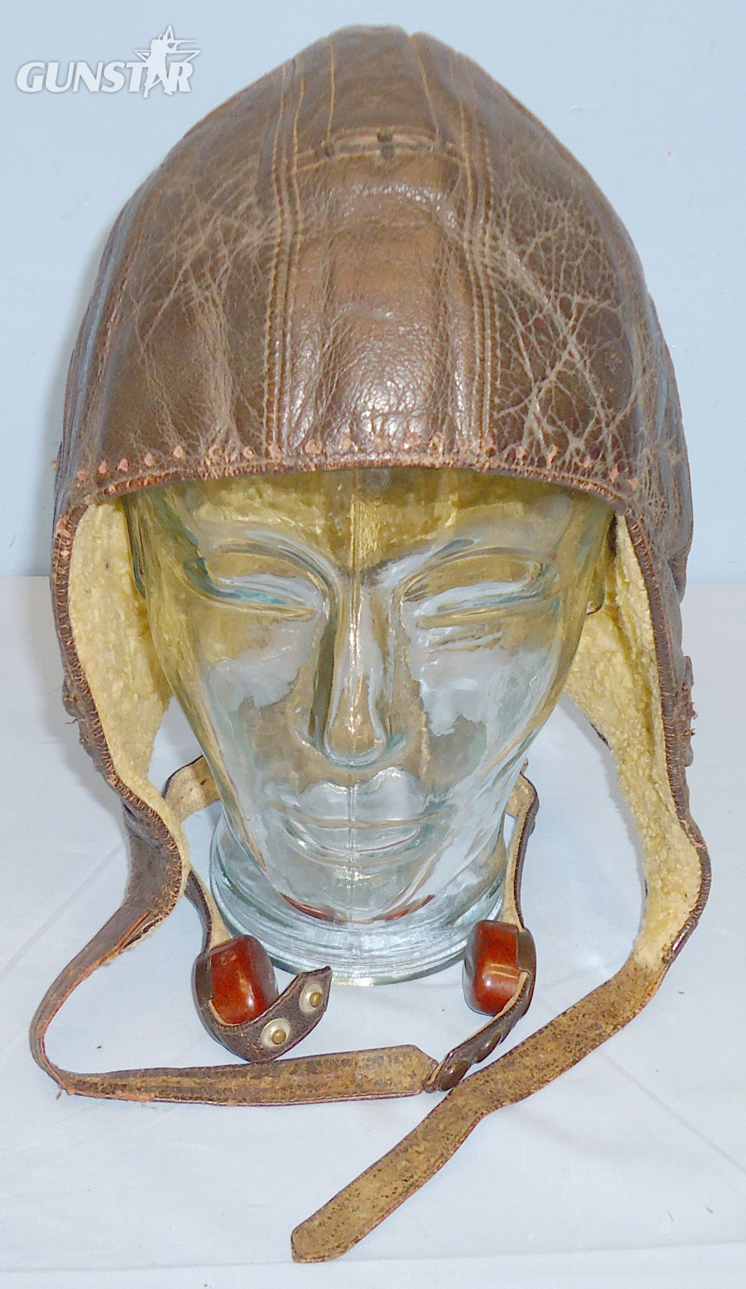 WWII Nazi German \'LKpW-101’ Leather Luftwaffe Fighter Pilot\'s Fleece Lined Flying Helmet by Siemens with Throat Mic. N 75. WWII Nazi German 'LKpW-101’ Leather Luftwaffe Fighter Pilot's Fleece Lined Flying Helmet by Siemens with Throat Mic. N 75. Antique & Militaria in 