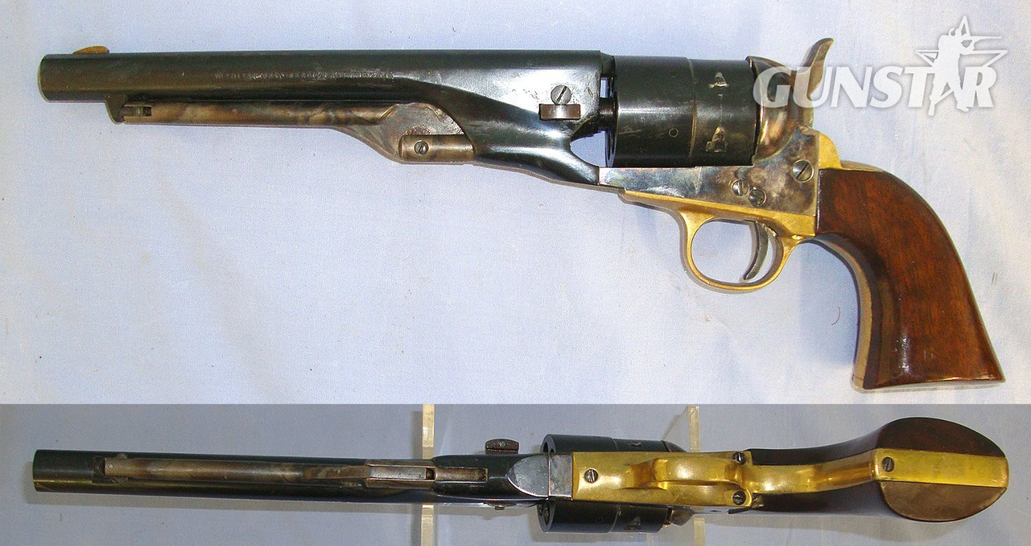  MINT**BLANK FIRER**Pietta Western Army 1860 9mm Blank Calibre Brass Framed Revolver With Colour Case Hardened Action, Loading Lever & Hammer (Colt M1860 Army). Sn 23484:121 blank firer - Blank Firing