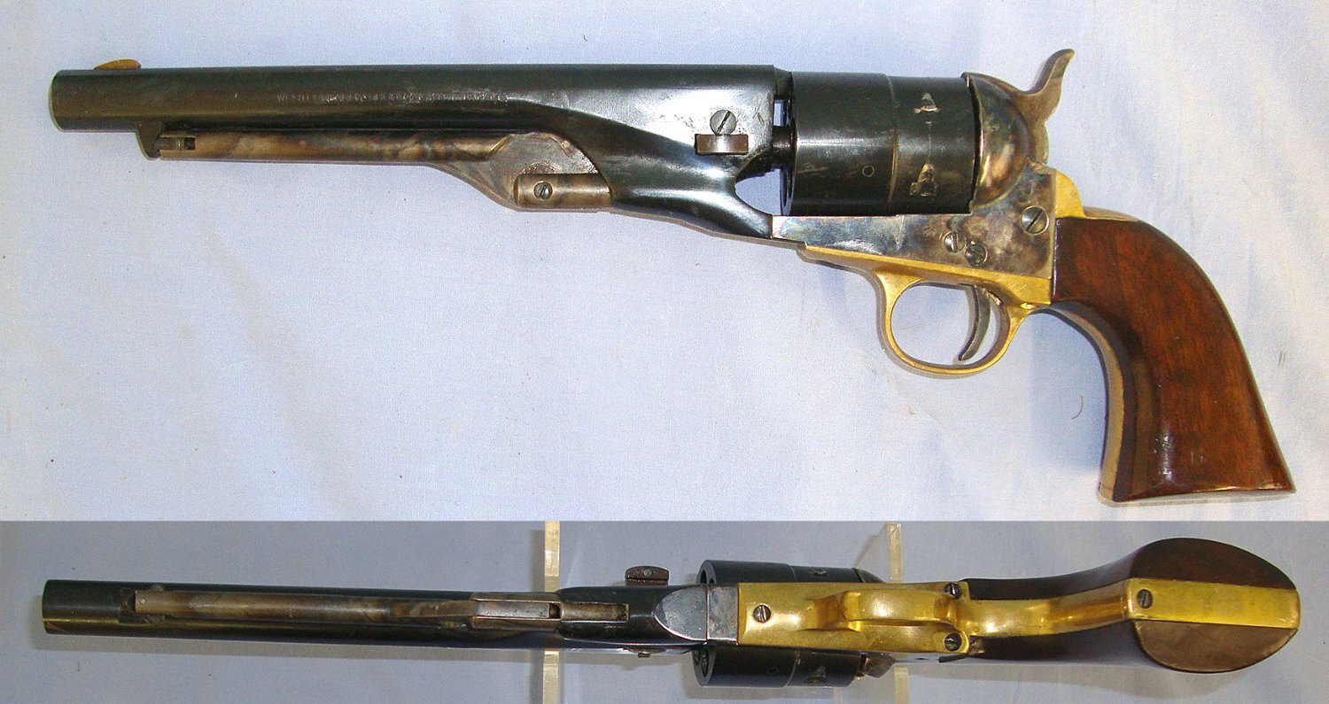  MINT**BLANK FIRER**Pietta Western Army 1860 9mm Blank Calibre Brass Framed Revolver With Colour Case Hardened Action, Loading Lever & Hammer (Colt M1860 Army). Sn 23484:121 blank firer - Blank Firing