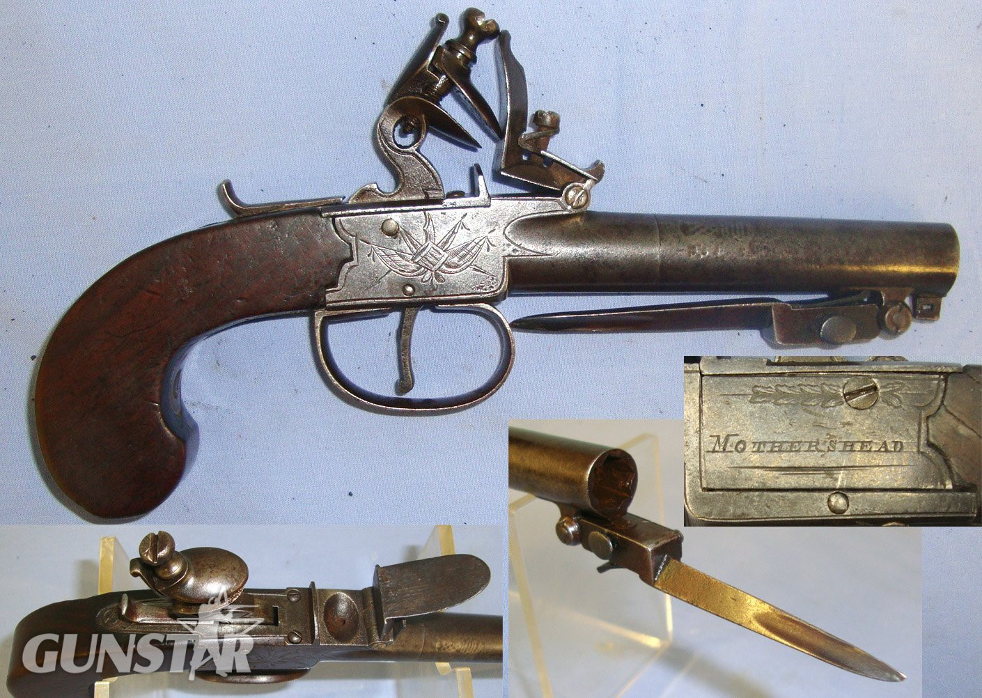 Mothershead With Screw Off Barrel, Safety Bolt & Folding Sprung Bayonet. Sn 21703 .54 Cal Muzzleloader Muzzleloader in 