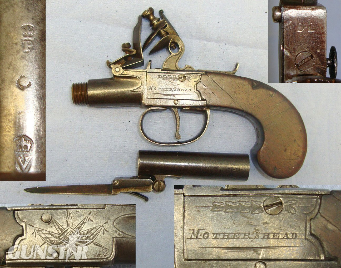 Mothershead With Screw Off Barrel, Safety Bolt & Folding Sprung Bayonet. Sn 21703 .54 Cal Muzzleloader Muzzleloader