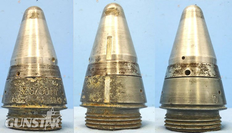 INERT. Unfired, WW2, 1943 Dated, German ZtZ.S/30 Fg1 Clockwork Time Fuze in its Original Bakelite Transit Container. - O 2215 INERT. Unfired, WW2, 1943 Dated, German ZtZ.S/30 Fg1 Clockwork Time Fuze in its Original Bakelite Transit Container. - O 2215  Other Ammunition