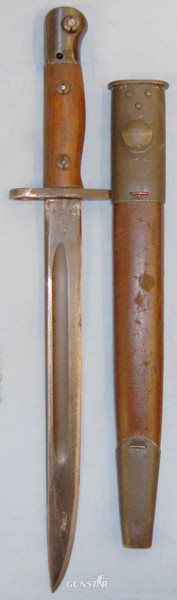 Scarce* WWII Owen Sub Machine Gun Mk 1 Bayonet and Scabbard with Orange & Mangrovite Arsenal Markings. BAYO 407. Bayonet in 