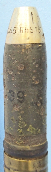 INERT DEACTIVATED. German, WW2, 1938 Dated, 20mm Soluthern (20x138B) (Flak 30 & 38) High Explosive (HE) Practice Round. - O 1936 INERT DEACTIVATED. German, WW2, 1938 Dated, 20mm Soluthern (20x138B) (Flak 30 & 38) High Explosive (HE) Practice Round. - O 1936  Other Ammunition 