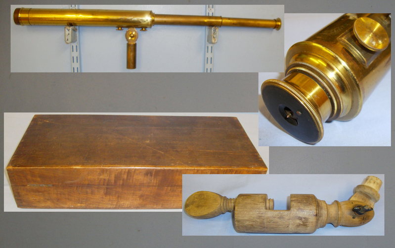  Early 20th Century, Cased, British J. Halden & Co Manchester & London Brass 2 Draw Telescope with Period Wood Desk / Table Stand. Sn 14978. Early 20th Century, Cased, British J. Halden & Co Manchester & London Brass 2 Draw Telescope with Period Wood Desk / Table Stand. Sn 14978. Other Accessory