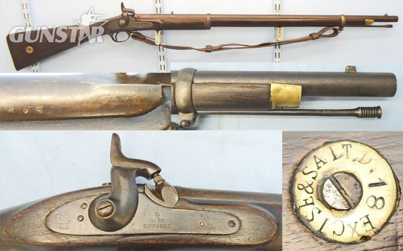 Royal Small Arms Factory (Enfield) Enfield, Pattern 1858, Native Sergeants, Smoothbore .650” Percussion Musket, Marked to the Excise & Salt Protectorate. Sn - 22426:14 Single Shot .65 Cal Muzzleloader Rifle in 