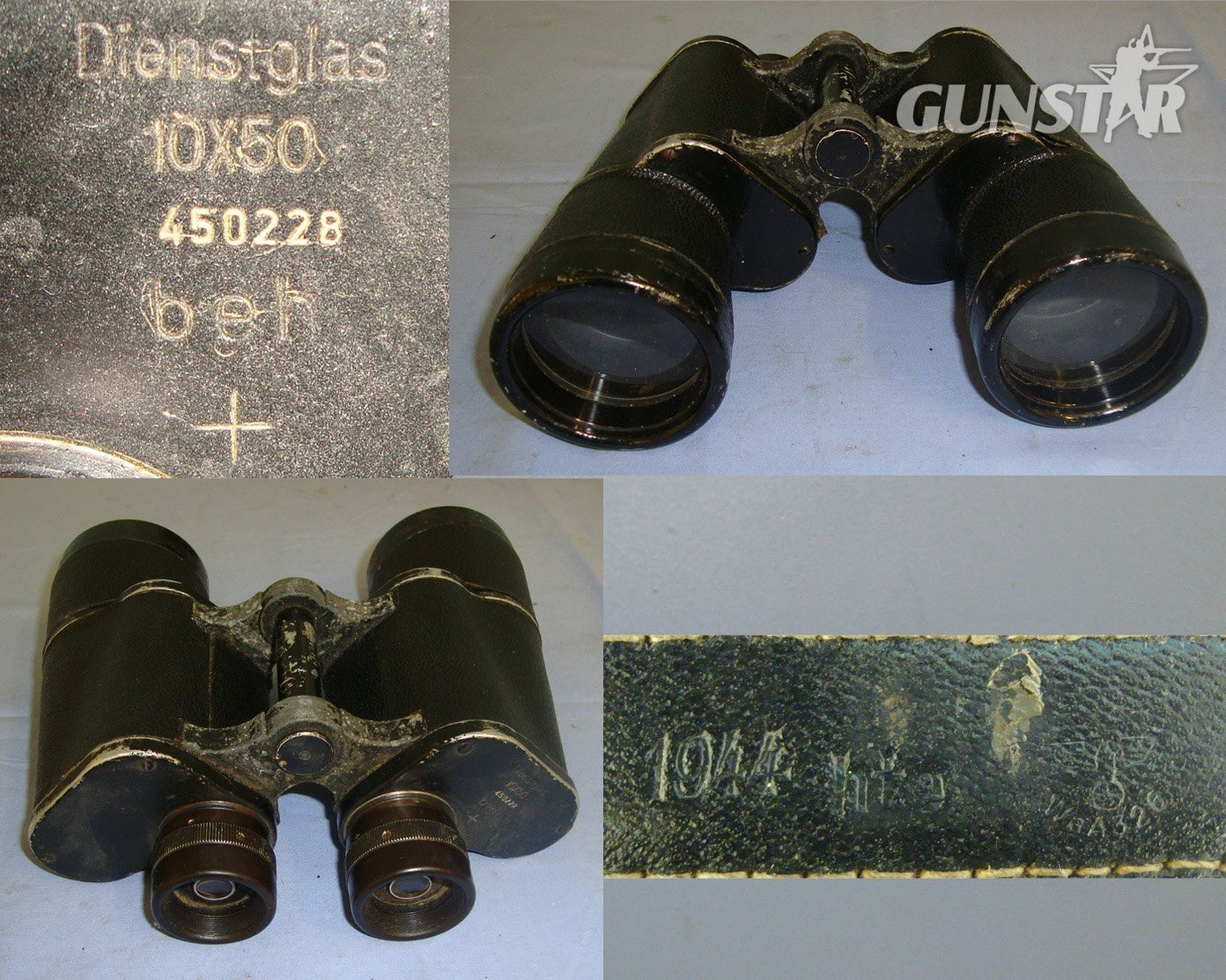WW2 1944 Cased ‘beh’ (Ernst Leitz, Wetzlar) WW2 Nazi German Army Dienstglas (Service Glass) 10 X 50 Magnification Infantry Officer\'s Binoculars Case By ‘hte (or a)’ (Koenig Co Wien). Sn 21385:17  Sight & Optic in 