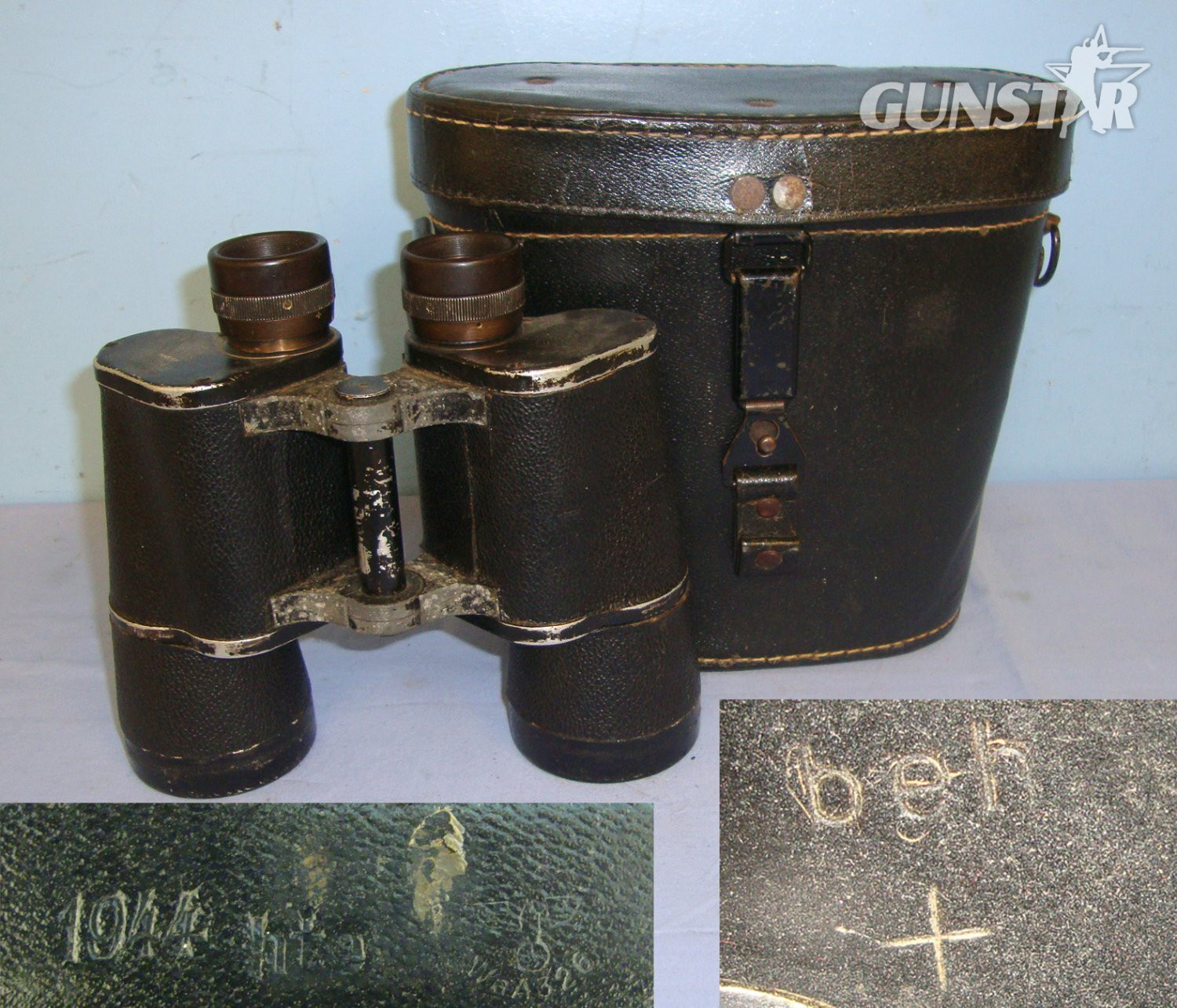 WW2 1944 Cased ‘beh’ (Ernst Leitz, Wetzlar) WW2 Nazi German Army Dienstglas (Service Glass) 10 X 50 Magnification Infantry Officer\'s Binoculars Case By ‘hte (or a)’ (Koenig Co Wien). Sn 21385:17  Sight & Optic