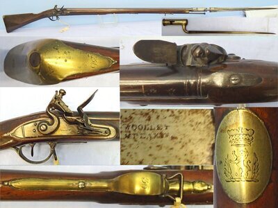 Napoleonic War Era, Fine Quality, Duke of Richmond’s Pattern Musket, Short Land Pattern, Brown Bess .75 inch Calibre, Smooth Bore Antique Musket & Bayonet to the Thoresby Volunteers, Pierrepont Family Engraved Escutcheon ex Thoresby Hall Collection.Sn - Napoleonic War Era, Fine Quality, Duke of Richmond’s Pattern Musket, Short Land Pattern, Brown Bess .75 inch Calibre, Smooth Bore Antique Musket & Bayonet to the Thoresby Volunteers, Pierrepont Family Engraved Escutcheon ex Thoresby Hall Collection.Sn - Muzzleloader Various Rifle