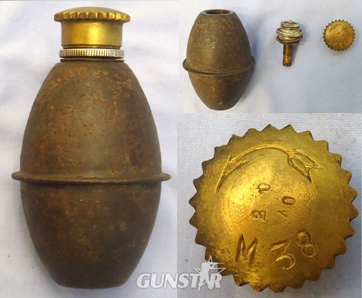 INERT DEACTIVATED. WW2, Yugoslavian, 1940 Dated, M38 Offensive Hand Grenade. - O 2075 INERT DEACTIVATED. WW2, Yugoslavian, 1940 Dated, M38 Offensive Hand Grenade. - O 2075  Other Ammunition in 