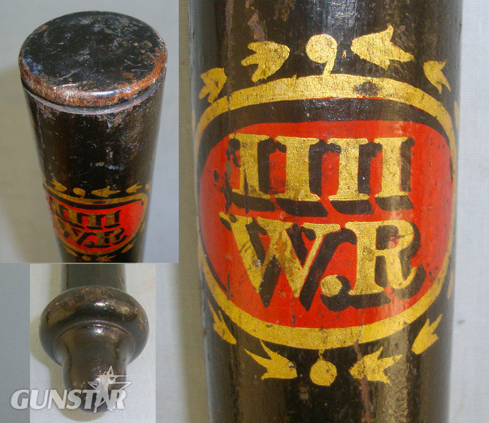 1830-1837 William IV Ebonised Wood Police Truncheon With Hand Painted Royal Cypher Antique & Militaria