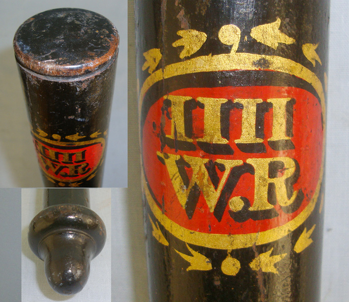 1830-1837 William IV Ebonised Wood Police Truncheon With Hand Painted Royal Cypher Antique & Militaria