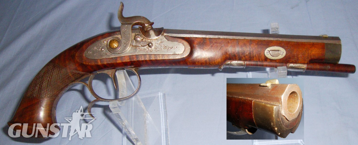 C1840 German Goellner A Suhl .50 Bore Percussion Target / Duelling Pistol With Octagonal Barrel & Safety Catch. Sn 18258:3. C1840 German Goellner A Suhl .50 Bore Percussion Target / Duelling Pistol With Octagonal Barrel & Safety Catch. Sn 18258:3. Obsolete Muzzleloader in 